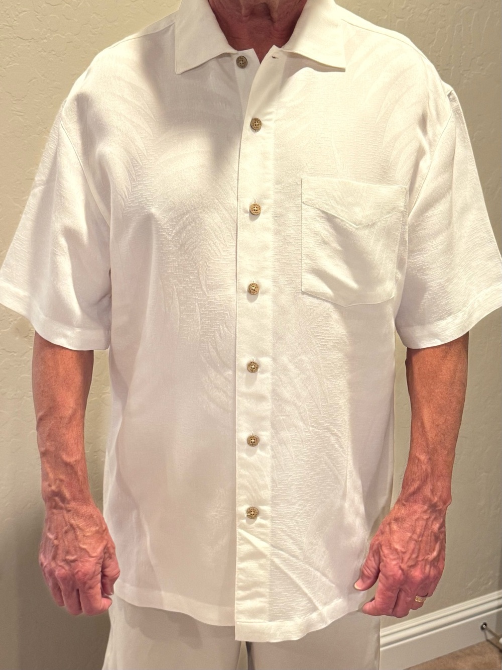 Tommy B lookalike Men's White Short-Sleeve Casual Button-Down Shirt M for L